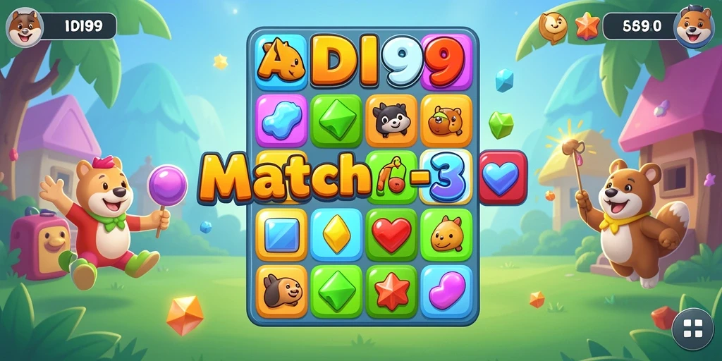 Tampilan gameplay ADI99 yang menarik saat mencocokkan batu permata.