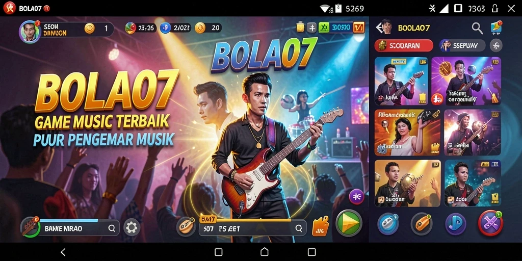 Tampilan interaktif BOLA07 dengan berbagai pilihan musik yang menarik.