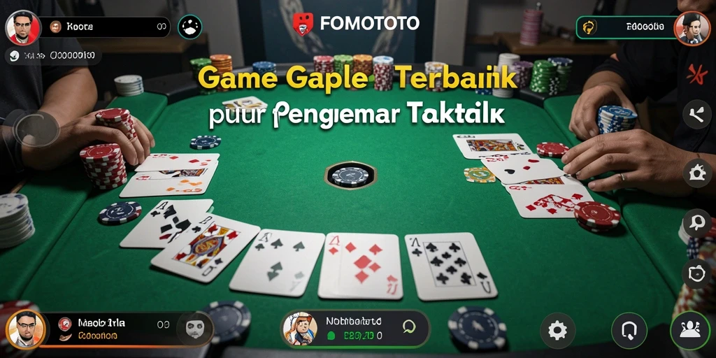 Screenshot gameplay FOMOTOTO menunjukkan suasana seru permainan Gaple.