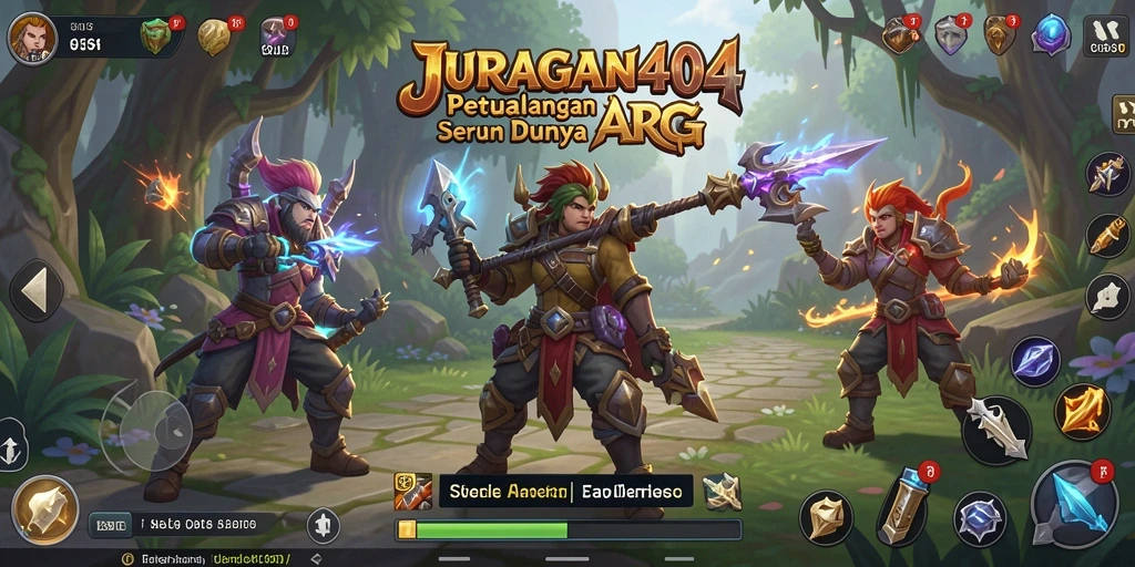 Screenshot utama JURAGAN404 menunjukkan aksi seru dalam pertempuran ARPG.