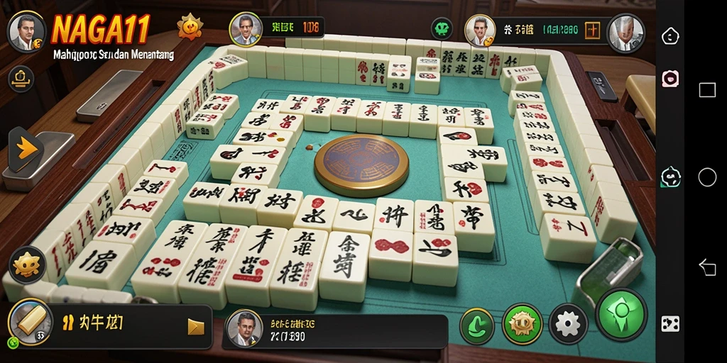 Screenshot NAGA11 menampilkan gameplay Mahjong yang seru.