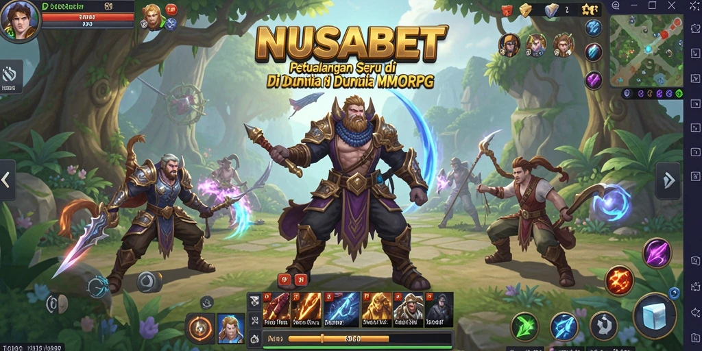 Tampilan seru gameplay NUSABET dengan pertarungan epik di dunia fantasi.