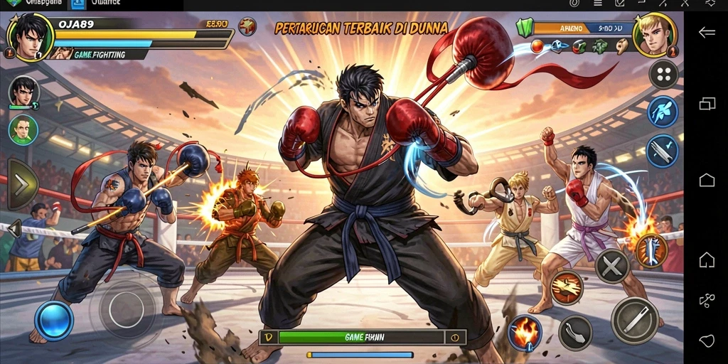 Gameplay seru OJA89 dengan karakter bertarung yang dinamis.