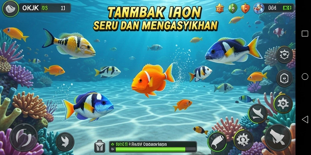 Tampilan gameplay seru dan menegangkan dari game Tembak Ikan OKJK.