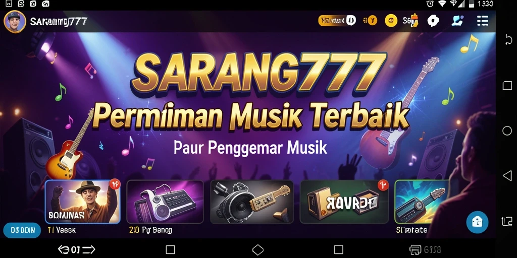Screenshot gameplay SARANG777 yang menggambarkan tantangan musik yang seru.