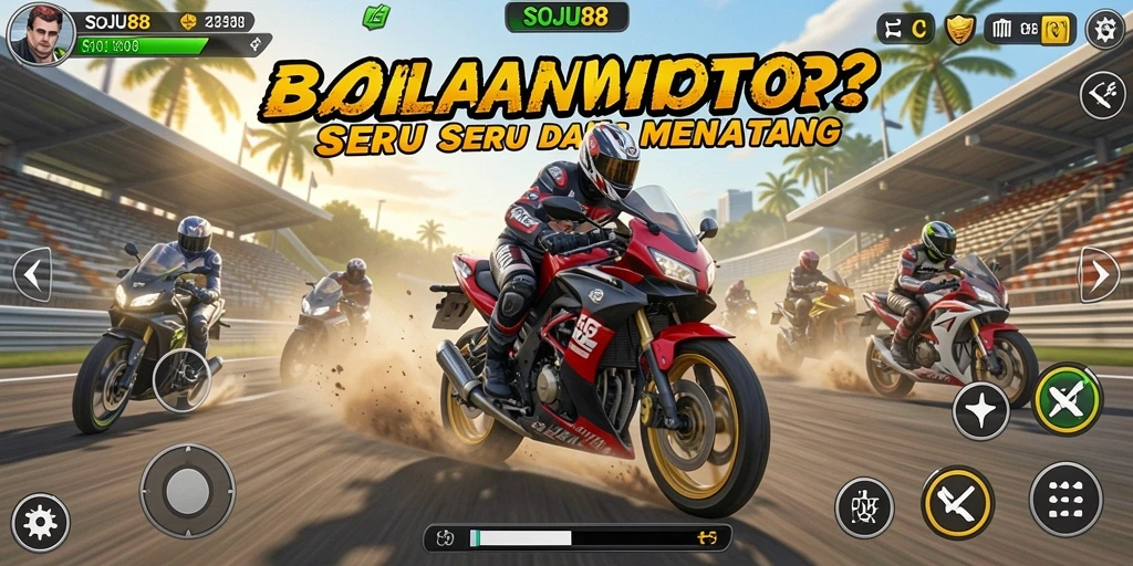 Tampilan menarik dari gameplay balapan motor di SOJU88.