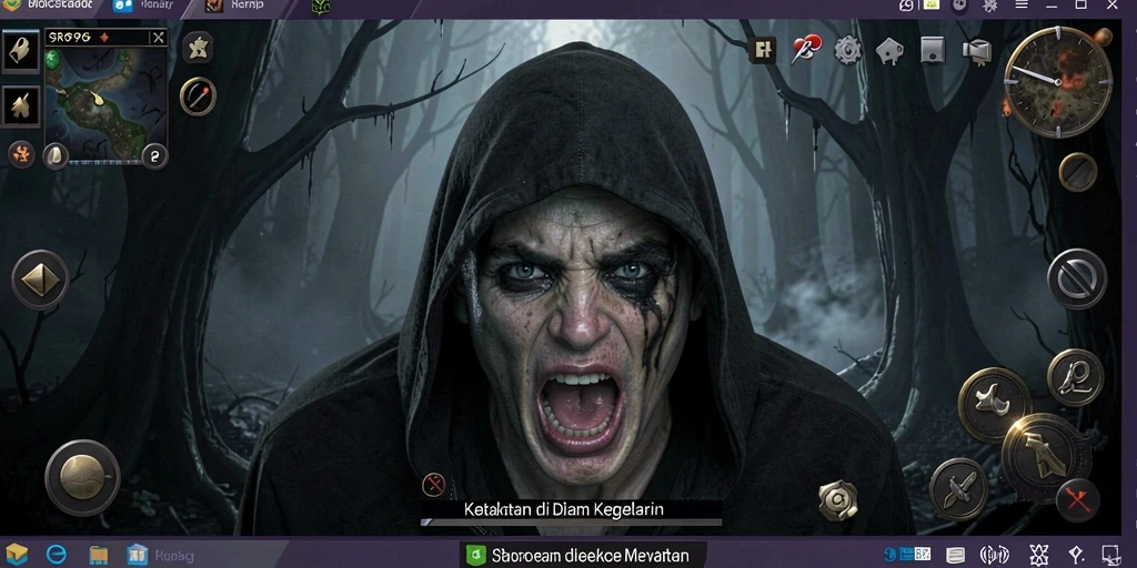 Tampilan gameplay SR996 yang penuh ketegangan dan kegelapan.