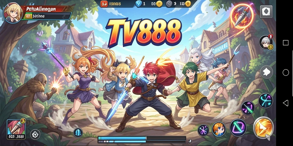 Tampilan gameplay TV888 yang menarik dalam dunia anime.