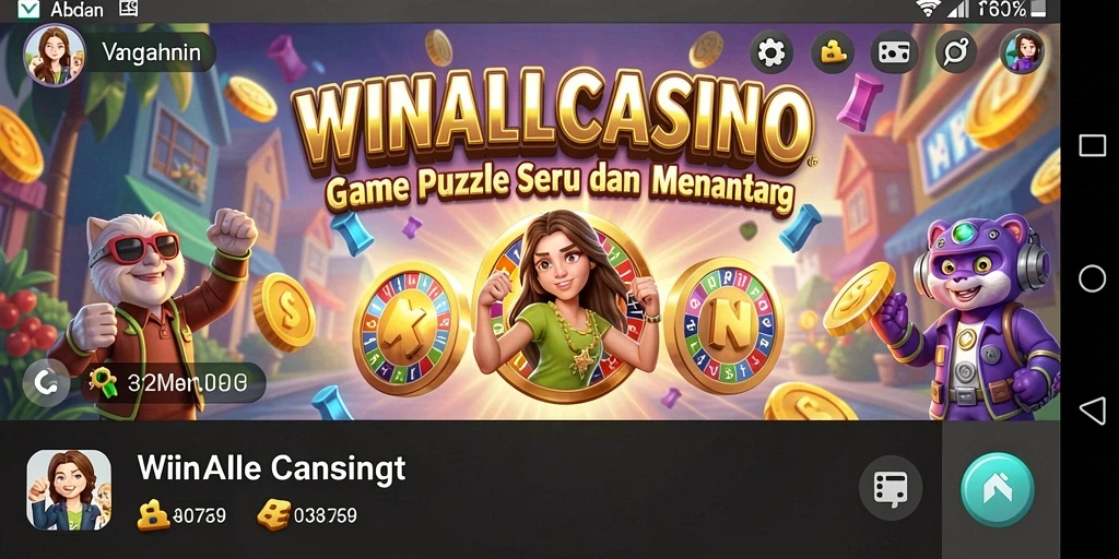 Screenshot gameplay WINALLCASINO yang menampilkan tantangan teka-teki seru.